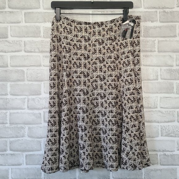 Axcess Liz Claiborne Flowy Skirt Black White Geometric Closet Staple NEW XL - Picture 3 of 7